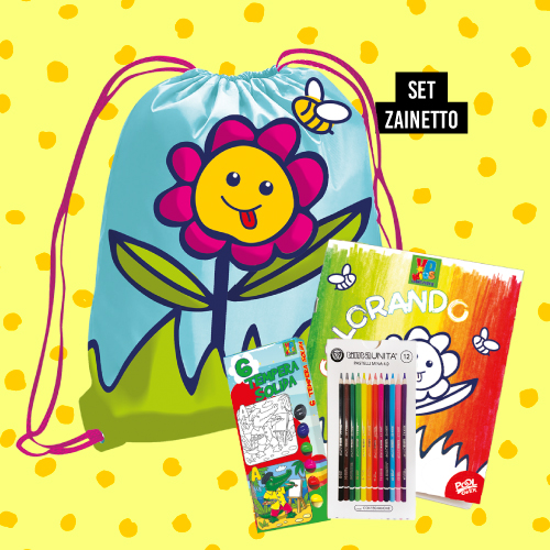 SET COLORE ZAINETTO | cm 27x38 Contiene: 1 album da colorare 1 set tempere solide da 6 pz 1 scatola pastelli TintaUNITA 12 pz