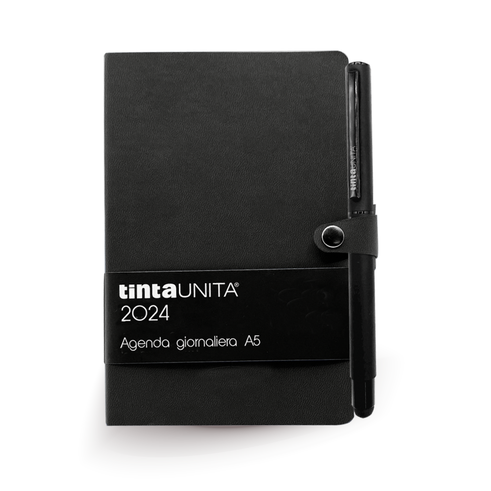 Agenda 2024 Giornaliera nera TintaUnita Desk Black con TouchPen