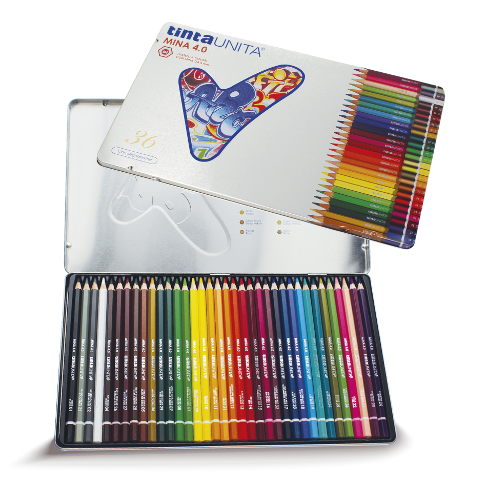 scatola metallo matite colorate tintaunita
